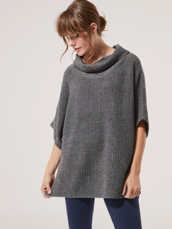 Pact Sweaters - Pact Women's Charcoal Heather Sweater Poncho OS